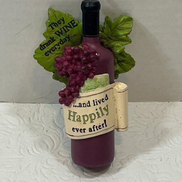 Red Wine Bottle Hanging Ornament Grapes "They drank wine everyday..." 4" Tall - Picture 3 of 9